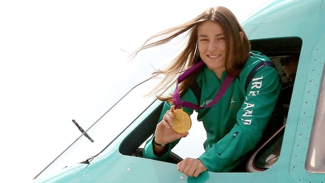 Katie Taylor in the cockpit of the plane just as the team arrived