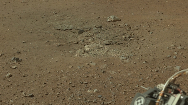 A photo shows where Curiosity's landing exhaust uncovered some bedrock A photo shows where Curiosity's landing exhaust uncovered some bedrock