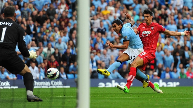 Carlos Tevez struck the opening goal on 40 minutes