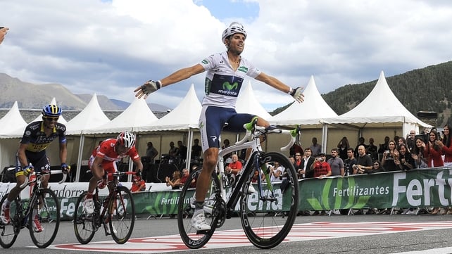 Valverde crosses the line to take the stage victory