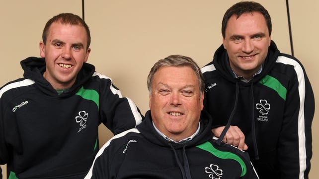 Irish paralympic sailors (l-r) Ian Costelloe, John Twomey and Anthony Hegarty