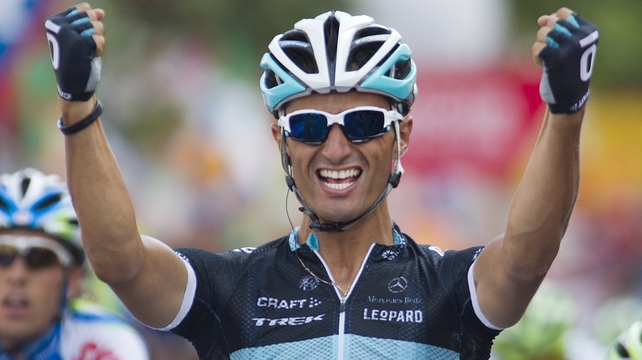 Bennati takes the plaudits as he crosses the winning line in Villadolid