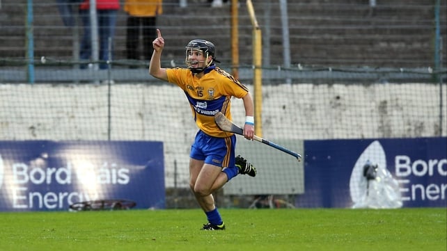 Cathal O'Connell celebrates hitting Clare's first goal of the game in Thurles