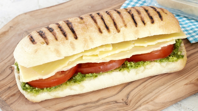Cheese Tomato and Pesto Panini Cheese Tomato and Pesto Panini