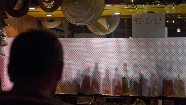 Shelves containing bottles of hard liquor are covered after the Czech government banned their sale Shelves containing bottles of hard liquor are covered after the Czech government banned their sale