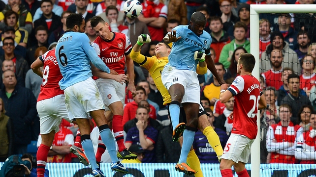 City captain Joleon Lescott put his team ahead five minutes before the break