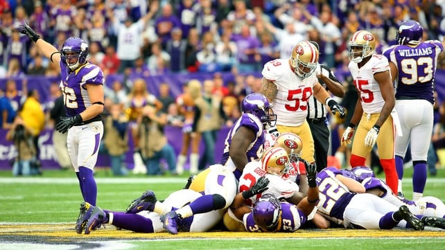 Chad Greenway of the Minnesota Vikings seen during the victory over the San Francisco 49ers