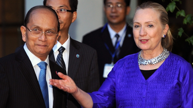 Hilary Clinton pictured with Burma's Thein Sein earlier this year Hilary Clinton pictured with Burma's Thein Sein earlier this year