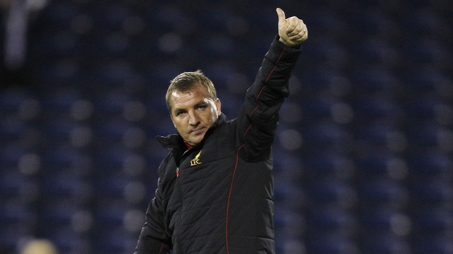 Rodgers acknowledges the Liverpool fans after the League Cup victory last night