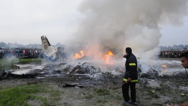 Firemen battle flames from the wreckage of the Sita Air Dornier plane crash in Manohara, near Kathmandu Firemen battle flames from the wreckage of the Sita Air Dornier plane crash in Manohara, near Kathmandu
