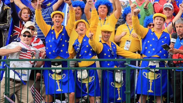 The European fans are outnumbered in Chicago but they are easily identifiable