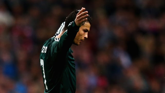 Cristiano Ronaldo celebrates his hat-trick goal in Amsterdam