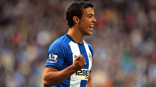 Di Santos was on the mark for Wigan as they drew 2-2 with Everton