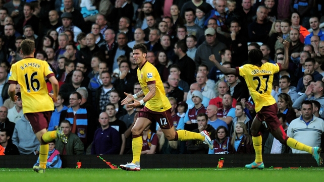 Oliver Giroud found the net for his new employers in the Gunners' 3-1 win at Upton Park