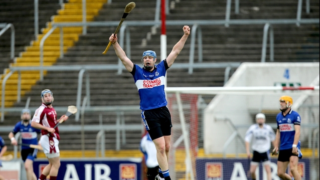 Sarsfields' Michael Cussen celebrates at the final whistle after the decider on Leeside