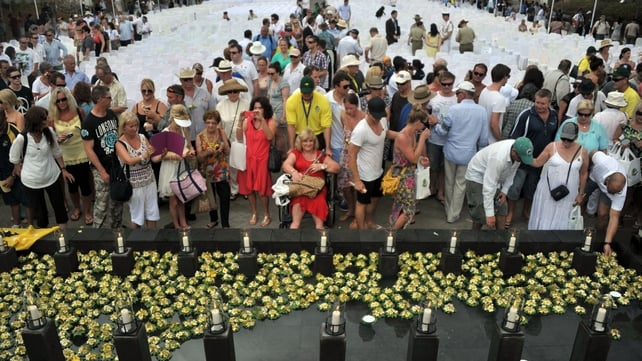 Survivors and relatives of the victims of the bombings attend a ceremony at the Garuda Wisnu Kencana cultural park Survivors and relatives of the victims of the bombings attend a ceremony at the Garuda Wisnu Kencana cultural park