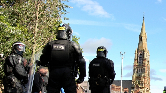 Police overlook events outside St Patrick's Church on 25 August Police overlook events outside St Patrick's Church on 25 August