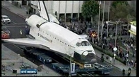 One News: US Space Shuttle's final journey delayed by trees One News: US Space Shuttle's final journey delayed by trees