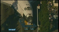 Six One News: Final journey of space shuttle Endeavour slowed by trees Six One News: Final journey of space shuttle Endeavour slowed by trees