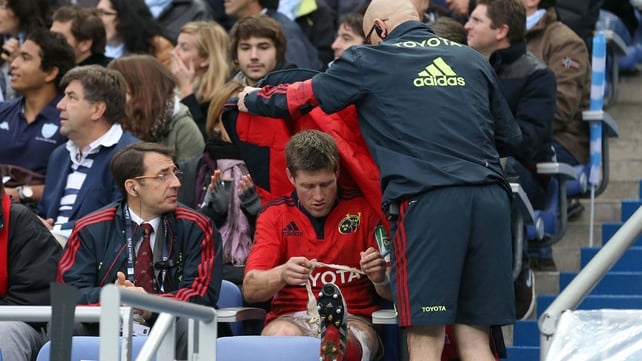Ronan O'Gara's hamstring injury will keep him out of Munster's tie with Edinburgh