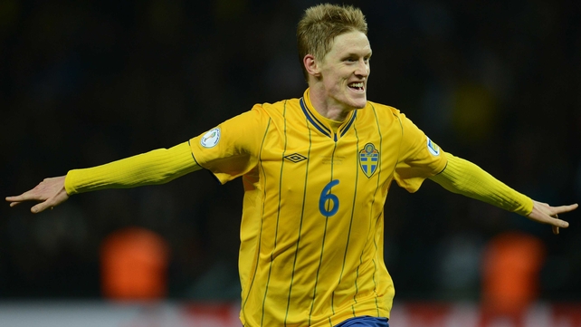 Rasmus Elm celebrates the goal that gave his side a draw