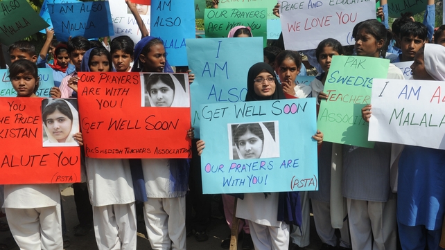 Schoolgirls in Pakistan have expressed support for Malala Schoolgirls in Pakistan have expressed support for Malala