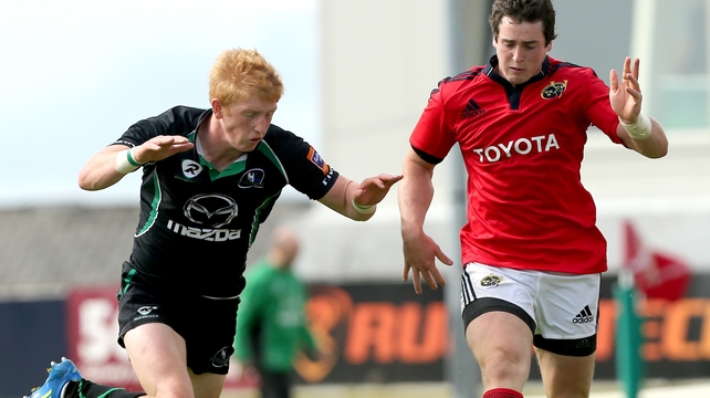 Darragh Leader (l) lines out at full-back for Eric Elwood's men