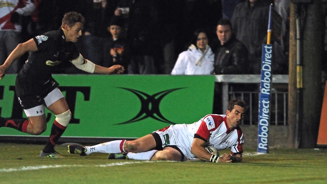 Ruan Pienaar crosses the whitewash at Rodney Parade for Ulster