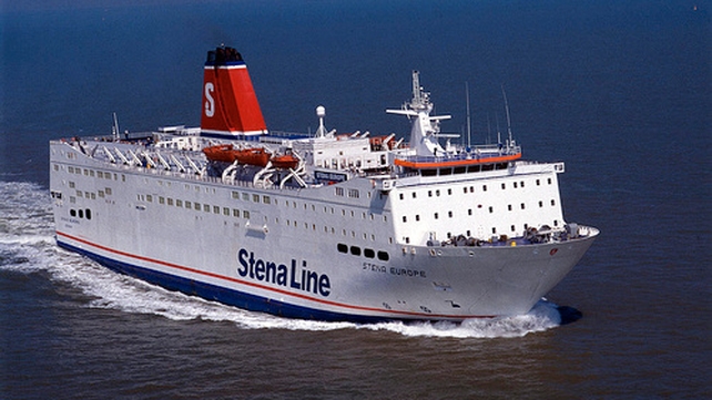 The Stena Europe struck the Oscar Wilde in port The Stena Europe struck the Oscar Wilde in port