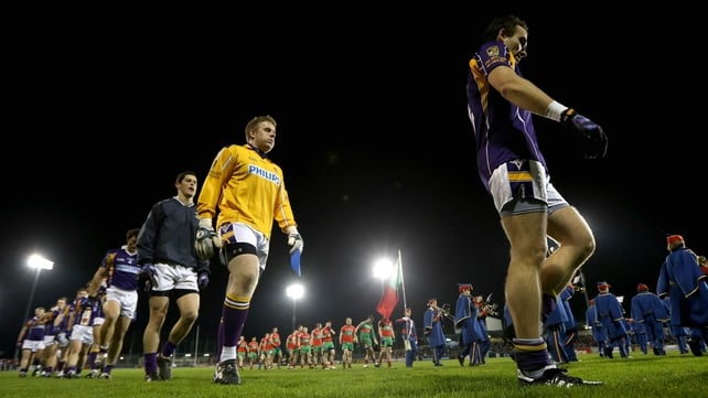 Kilmacud Crokes' Adrian Morrissey leads his team during the pre-match parade