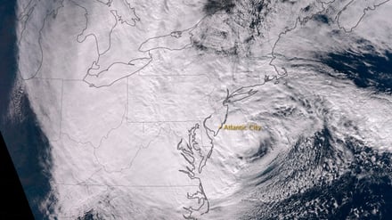 this photo, supplied by nasa, shows sandy as it was about to make landfall