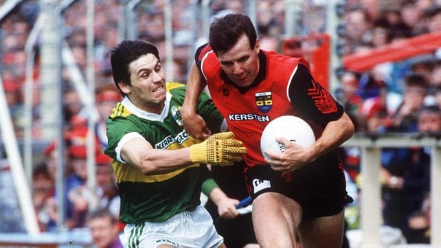 Eamon Burns goes past Kerry's Stephen Stack during the 1991 All Ireland semi-final