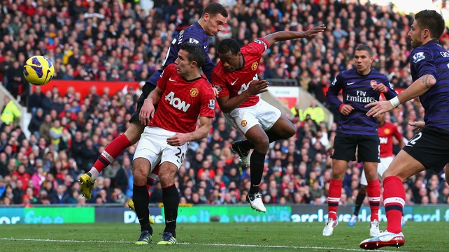Patrice Evra scores for Manchester United against Arsenal