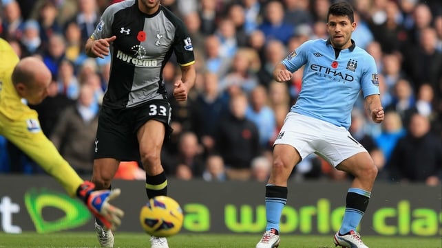Sergio Aguero nets his second half equaliser