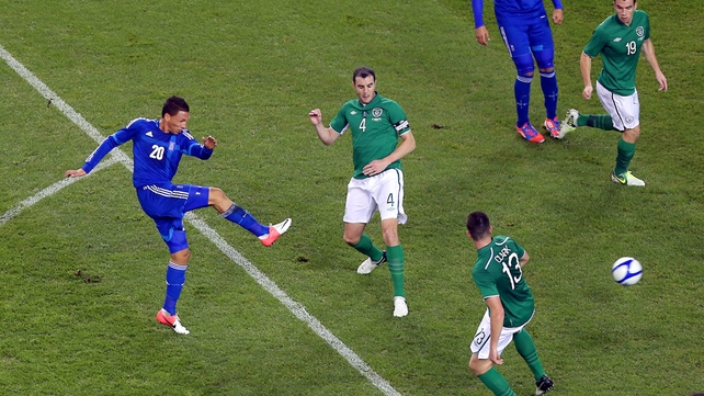 José Holebas scores the only goal of the game in Dublin