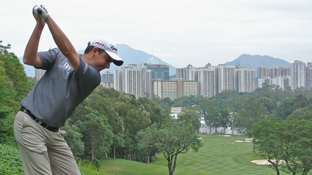 Peter Lawrie hit a third round 67 to sit three off the lead in Hong Kong