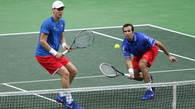Tomas Berdych (left) and Stepanek enjoyed doubles success to move 2-1 ahead in the Davis Cup final