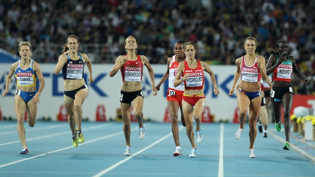 Nataliya Tobias of Ukraine (far left) was handed a two-year ban in 2012 after testing positive for testosterone at the 2011 World Championships in Daegu