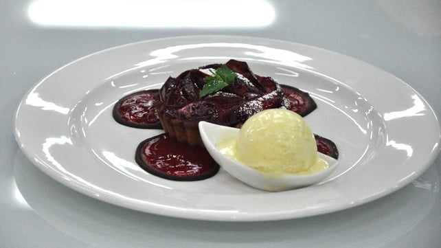 Plum Tart, plum purée and star anise and cinnamon ice cream Plum Tart, plum purée and star anise and cinnamon ice cream