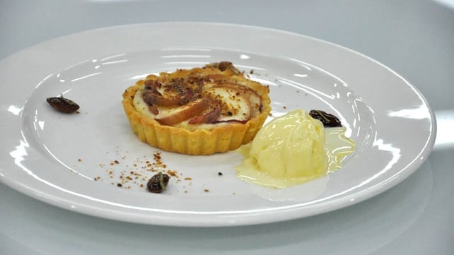 Peaches and Frangipane tart with rosemary and honey ice-cream Peaches and Frangipane tart with rosemary and honey ice-cream