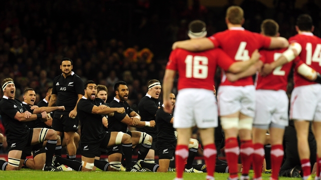 Wales face up to the New Zealand Haka in Cardiff