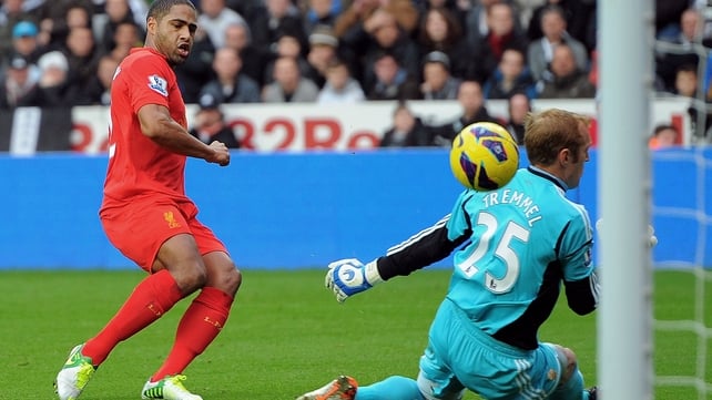 Glen Johnson had the best chance in the early stages of Liverpool's game against Swansea