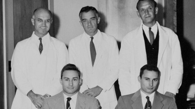 Dr Joseph Murray (back left) carried out the operation on twins Richard and Ron Herrick in 1954 Dr Joseph Murray (back left) carried out the operation on twins Richard and Ron Herrick in 1954