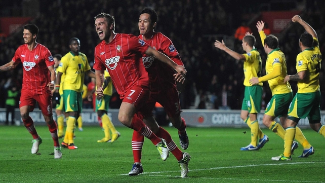 Southampton's Rickie Lambert celebrates his opener