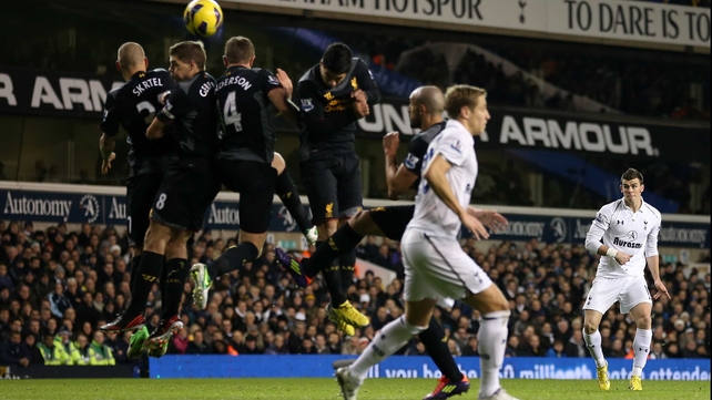 Gareth Bale scores from a free-kick
