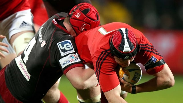 Jake Ball tackles Niall Ronan during the clash which Munster lost