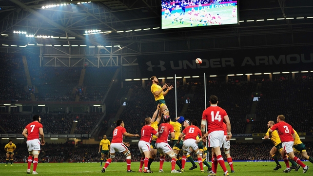 Scott Higginbotham rises for an Australia line-out ball