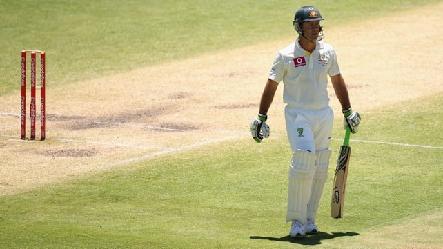 Ponting left the crease for the last time, managing just eight runs