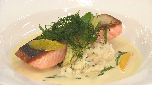 Roasted Salmon with Crab Mayonnaise and Sea Vegetables Roasted Salmon with Crab Mayonnaise and Sea Vegetables