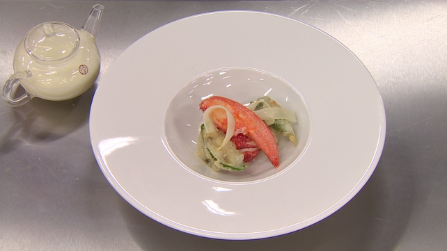 Smoked lobster with smoked oyster beignet Smoked lobster with smoked oyster beignet